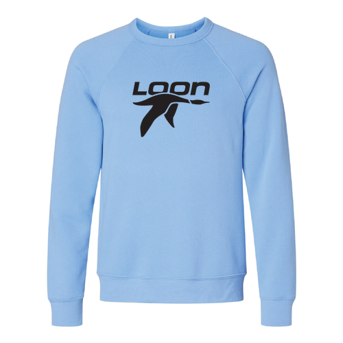 Loon Mountain Adult Crewneck Black Chest Logo Carolina Blue