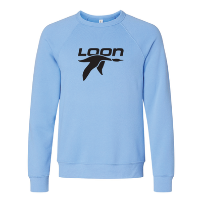Loon Mountain Adult Crewneck Black Chest Logo Carolina Blue