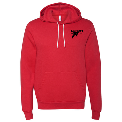 Loon Mountain Adult Hoodie Black Chest and Back Logo Red