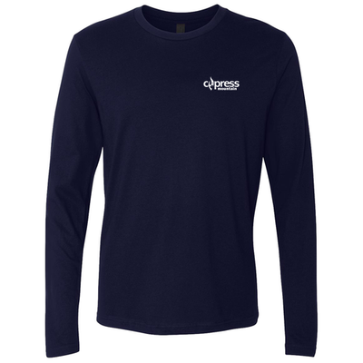 Cypress Adult Long Sleeve White Chest and Back Logo Navy 