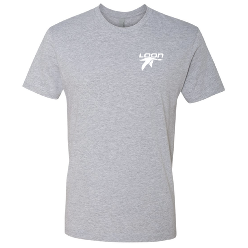 Loon Mountain Adult T-Shirt White Chest and Back Logo Heather Grey