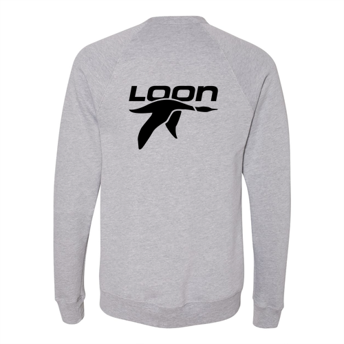 Loon Mountain Adult Crewneck Black Chest and Back Logo Athletic Heather