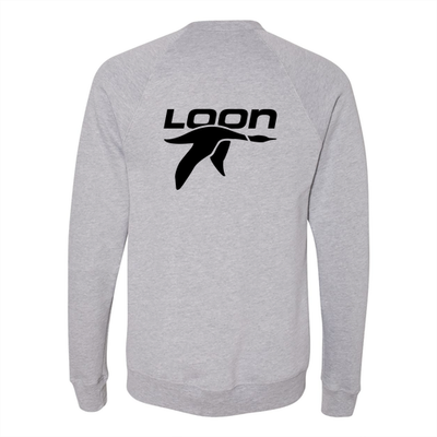 Loon Mountain Adult Crewneck Black Chest and Back Logo Athletic Heather