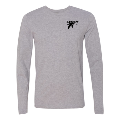 Loon Mountain Adult Long Sleeve Black Chest and Back Logo Heather Grey