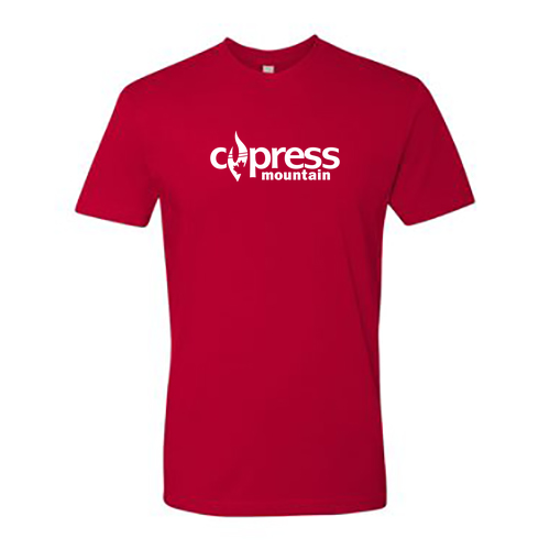 Cypress Adult T-Shirt White Chest Logo Red 