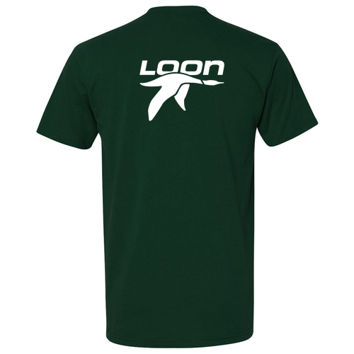 Loon Mountain Adult T-Shirt White Chest and Back Logo Forest