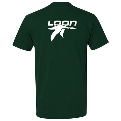 Loon Mountain Adult T-Shirt White Chest and Back Logo Forest