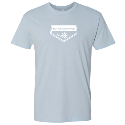 Boyne Mountain Adult T-Shirt White Chest Logo Light Blue 