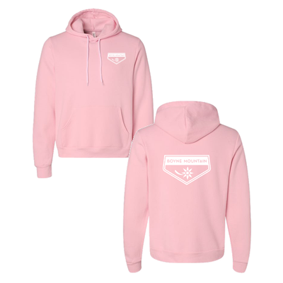 Boyne Mountain Adult Hoodie White Chest and Back Logo Pink 