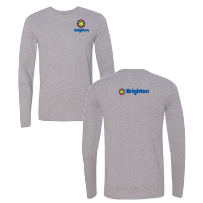 Brighton Adult Long Sleeve Full Color Chest and Back Logo Heather Grey 