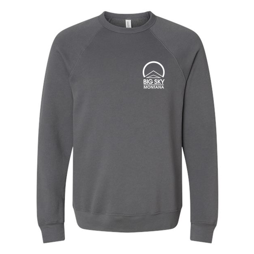 Big Sky Adult Crewneck White Chest and Back Logo Asphalt 