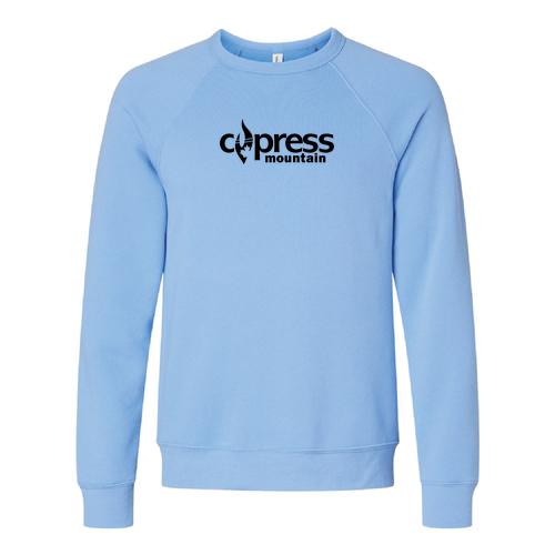 Cypress Adult Crewneck Black Chest Logo Carolina Blue 