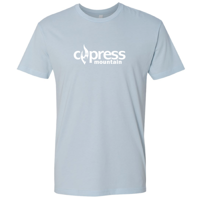 Cypress Adult T-Shirt White Chest Logo Light Blue 