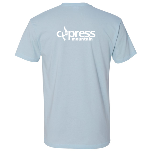 Cypress Adult T-Shirt White Chest and Back Logo Light Blue 