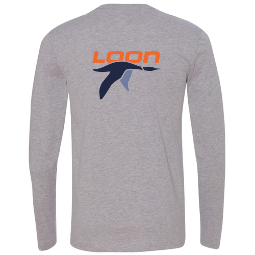 Loon Mountain Adult Long Sleeve Full Color Chest and Back Logo Heather Grey