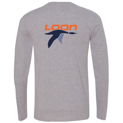 Loon Mountain Adult Long Sleeve Full Color Chest and Back Logo Heather Grey