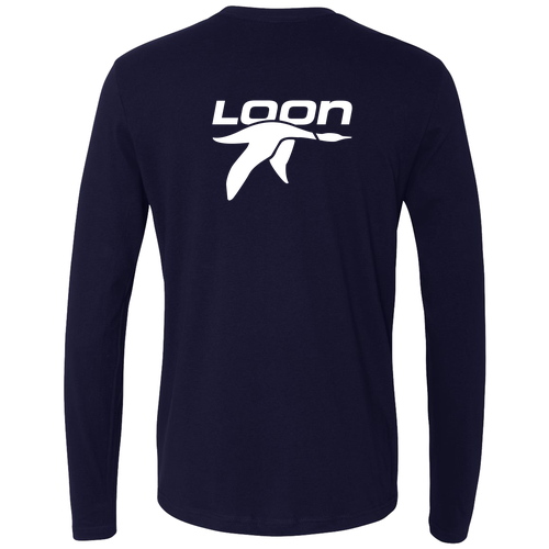 Loon Mountain Adult Long Sleeve White Chest and Back Logo Midnight Navy