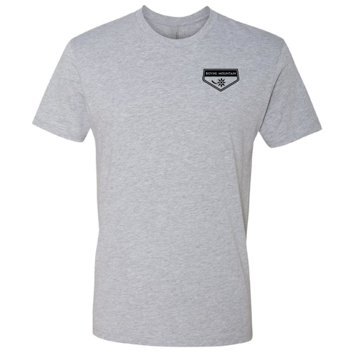 Boyne Mountain Adult T-Shirt Black Chest and Back Logo Heather Grey 