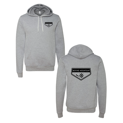 Boyne Mountain Adult Hoodie Black Chest and Back Logo Athletic Heather 