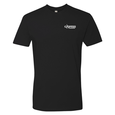 Cypress Adult T-Shirt White Chest and Back Logo Black 