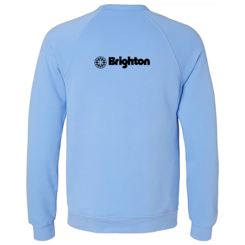 Brighton Adult Crewneck Black Chest and Back Logo Carolina Blue 