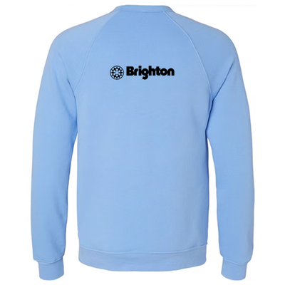 Brighton Adult Crewneck Black Chest and Back Logo Carolina Blue 