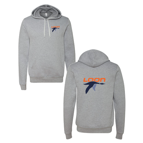 Loon Mountain Adult Hoodie Full Color Chest and Back Logo Athletic Heather