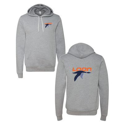 Loon Mountain Adult Hoodie Full Color Chest and Back Logo Athletic Heather