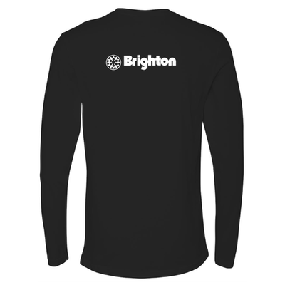 Brighton Adult Long Sleeve White Chest and Back Logo Black 