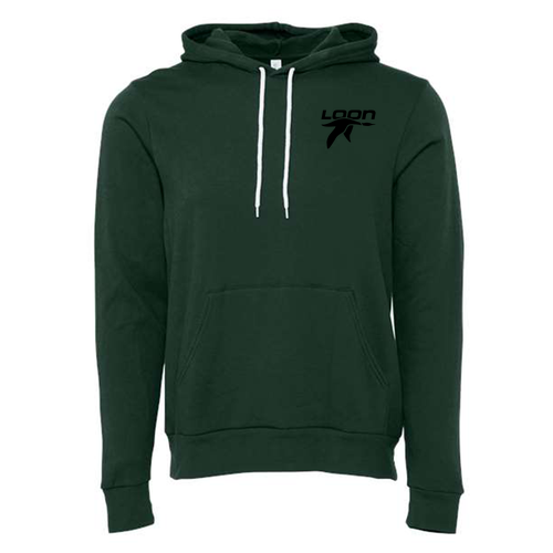 Loon Mountain Adult Hoodie Black Chest and Back Logo Forest
