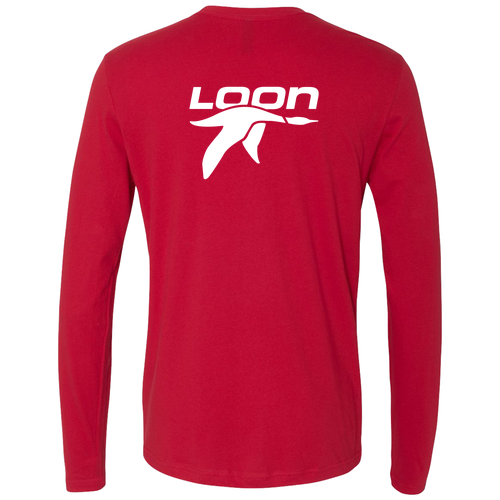Loon Mountain Adult Long Sleeve White Chest and Back Logo Red
