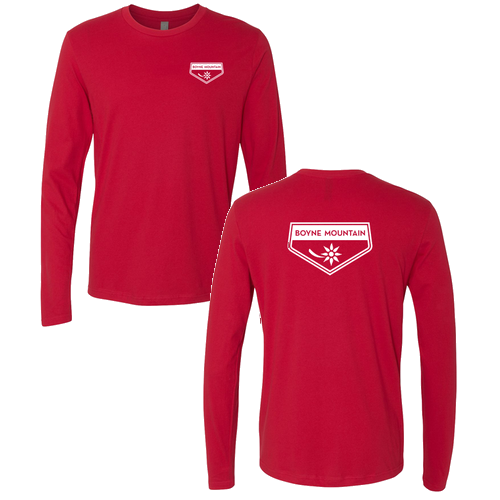 Boyne Mountain Adult Long Sleeve White Chest and Back Logo Red 