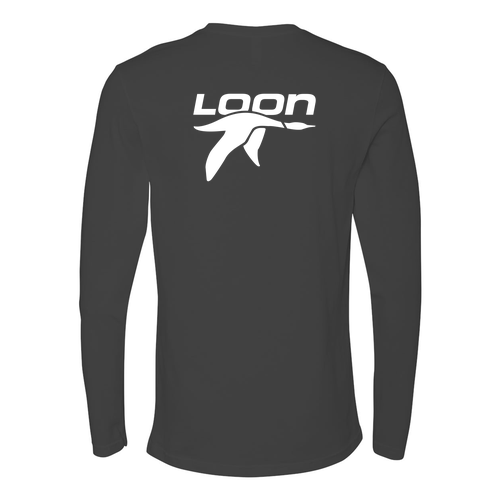 Loon Mountain Adult Long Sleeve White Chest and Back Logo Heavy Metal