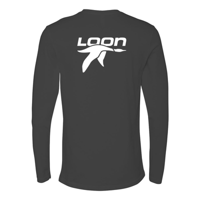 Loon Mountain Adult Long Sleeve White Chest and Back Logo Heavy Metal