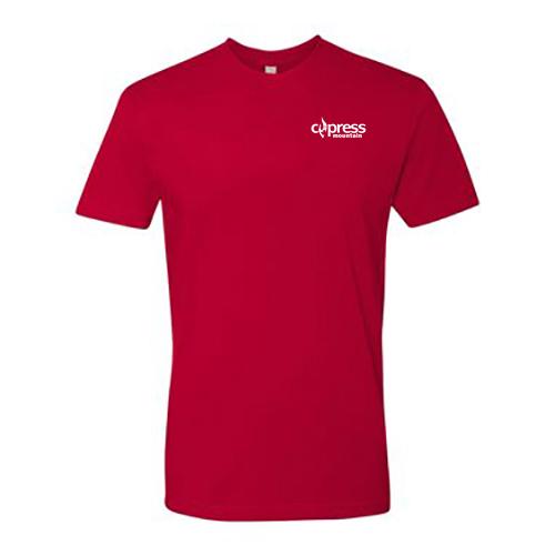 Cypress Adult T-Shirt White Chest and Back Logo Red 