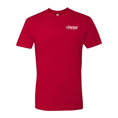 Cypress Adult T-Shirt White Chest and Back Logo Red 