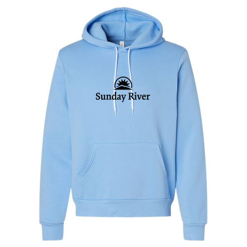 Sunday River Adult Hoodie Black Chest Logo Carolina Blue 