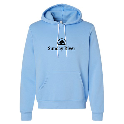 Sunday River Adult Hoodie Black Chest Logo Carolina Blue 