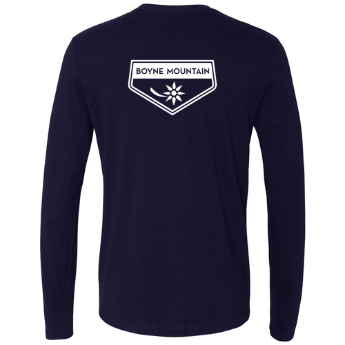 Boyne Mountain Adult Long Sleeve White Chest and Back Logo Midnight Navy 