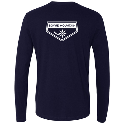 Boyne Mountain Adult Long Sleeve White Chest and Back Logo Midnight Navy 