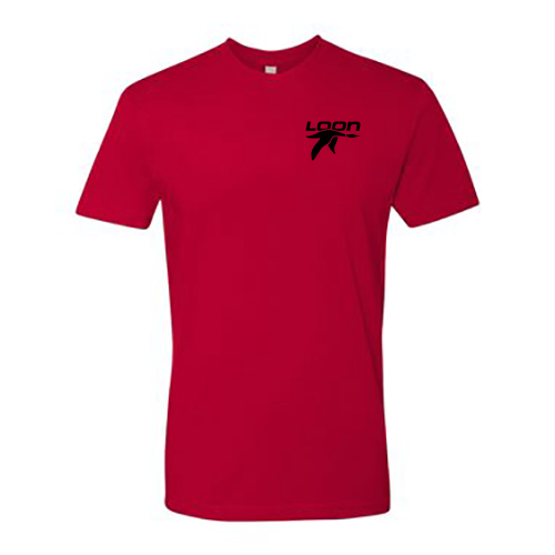 Loon Mountain Adult T-Shirt Black Chest and Back Logo Red