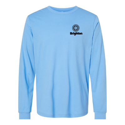 Brighton Adult Long Sleeve Black Chest and Back Logo Carolina Blue 