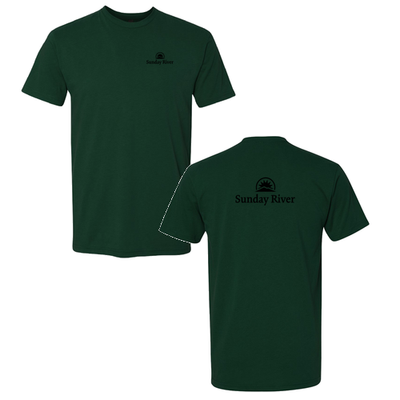Sunday River Adult T-Shirt Black Chest and Back Logo Forest 