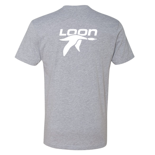 Loon Mountain Adult T-Shirt White Chest and Back Logo Heather Grey
