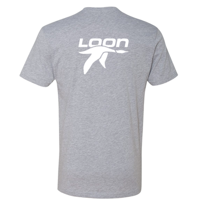 Loon Mountain Adult T-Shirt White Chest and Back Logo Heather Grey