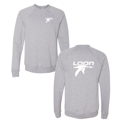 Loon Mountain Adult Crewneck White Chest and Back Logo Athletic Heather