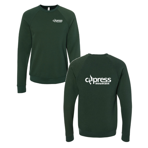 Cypress Adult Crewneck White Chest and Back Logo Forest 