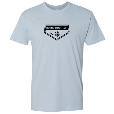 Boyne Mountain Adult T-Shirt Black Chest Logo Light Blue 