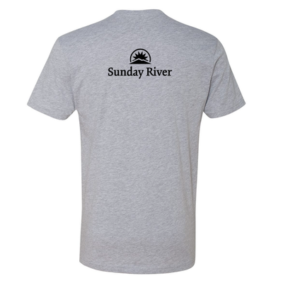 Sunday River Adult T-Shirt Black Chest and Back Logo Heather Grey 