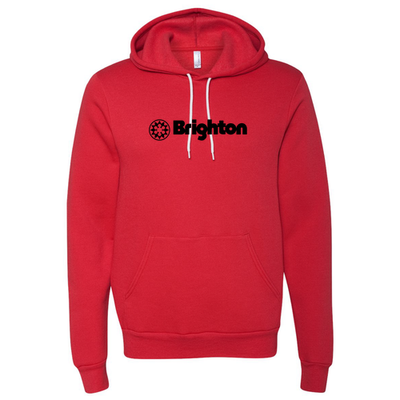 Brighton Adult Hoodie Black Chest Logo Red 